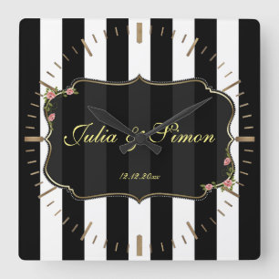 Elegantes Damask Golden Design Benutzerdefiniertes Quadratische Wanduhr