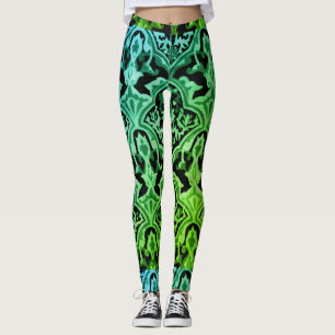 Elegantes Damask-grünes Muster Leggings