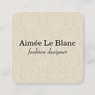 Elegantes Damask Muster (Creme) Quadratische Visitenkarte