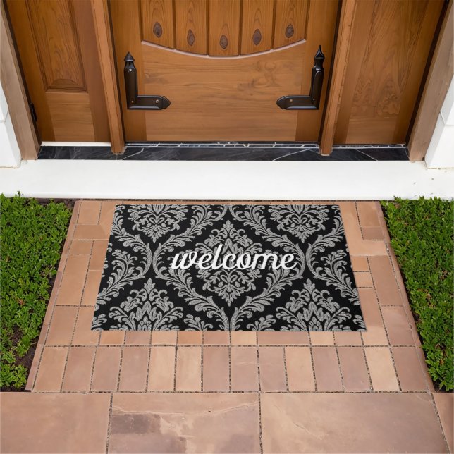 Elegantes Damask Muster "Welcome" Doormat Fußmatte (Außenbereich)