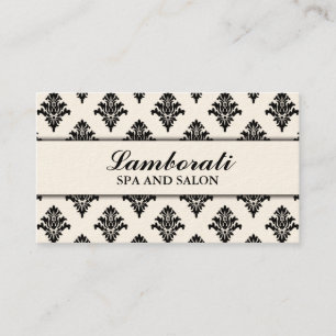 Elegantes Damast-Blumenmuster Creme Modern Stylisc Visitenkarte