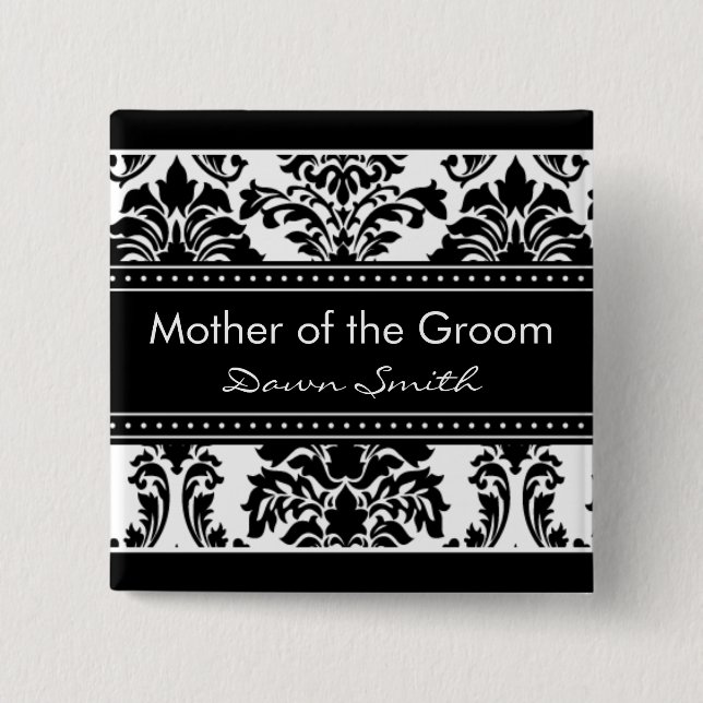Elegantes Damast-Brautparty - Mutter des Button (Vorderseite)