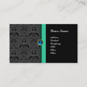 ELEGANTES DAMAST-MONOGRAMM ,schwarzer Saphir Visitenkarte