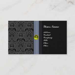 ELEGANTES DAMAST-MONOGRAMM schwarzer Topas gelb Visitenkarte