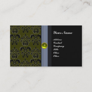 ELEGANTES DAMAST-MONOGRAMM schwarzer Topas gelb Visitenkarte