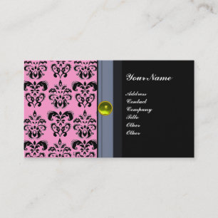 ELEGANTES DAMAST-MONOGRAMM schwarzer Topas gelb Visitenkarte