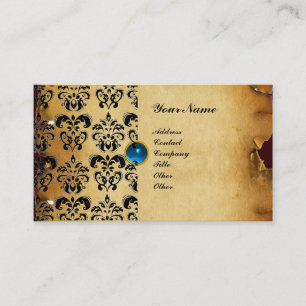 ELEGANTES DAMAST-PERGAMENT-MONOGRAMM grün smaragdg Visitenkarte