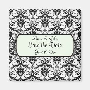 Elegantes Damast Save The Date Magnet