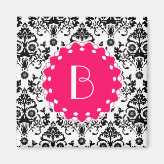 Elegantes Damastmuster mit Monogramm Magnet