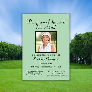 Elegantes Damen-Foto-Tennis-Thema Ruhestand Einladung