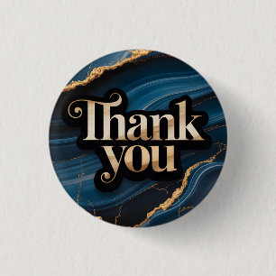Elegantes Dankeschön-Design mit Blau und Gold Button