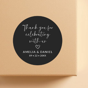 Elegantes Dankeschön für das Feiern mit uns Gesche Runder Aufkleber