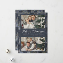 Elegantes Dark Blue Christmas Tree Family Foto
