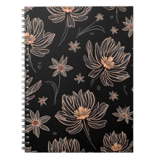 Elegantes Dark Blume Muster Spiral Notebook Notizblock