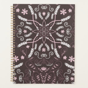 Elegantes Dark Botanical Mandala Muster Planer