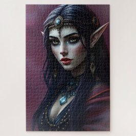 Elegantes Dark Elf Portrait - Mystische Fantasie A Puzzle