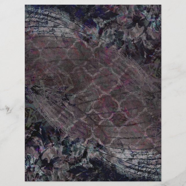 Elegantes Dark Floral Grunge Scrapbook Paper (Vorderseite)