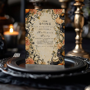 Elegantes Dark Floral Halloween-Party Einladung