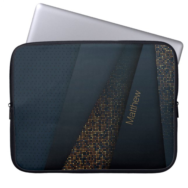 Elegantes Dark-Gold Halbtonmuster und Individuelle Laptopschutzhülle (Vorderseite)