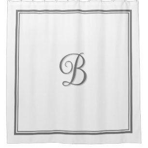 Elegantes Dark Gray Double Border Script Monogram Duschvorhang