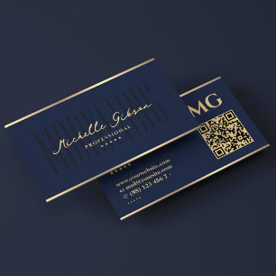 Elegantes Dark Navy Blue Marketing Beruflich Visitenkarte