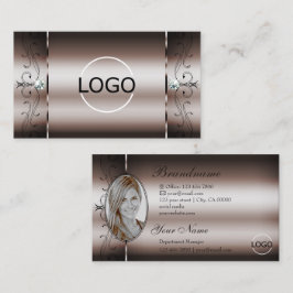 Elegantes Dark Rose Gold Squiggled Jewels Logo-Fot Visitenkarte