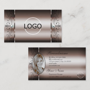 Elegantes Dark Rose Gold Squiggled Jewels Logo-Fot Visitenkarte
