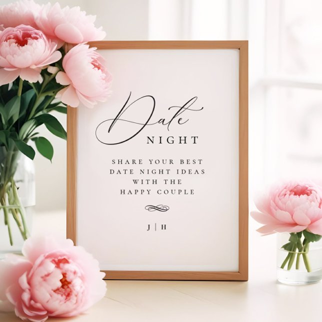 Elegantes Date Night Ideas Activity Sign Poster (Von Creator hochgeladen)