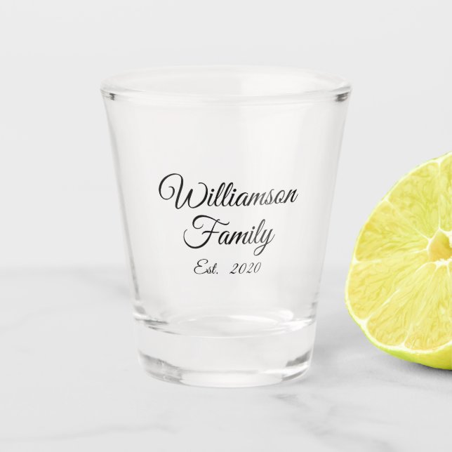 Elegantes Datum des benutzerdefinierten, schwarzen Schnapsglas (Vorderseite)