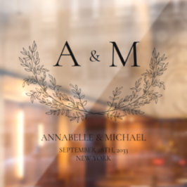 Elegantes Datum für die Namen von Hochzeitsmonogra Fensteraufkleber