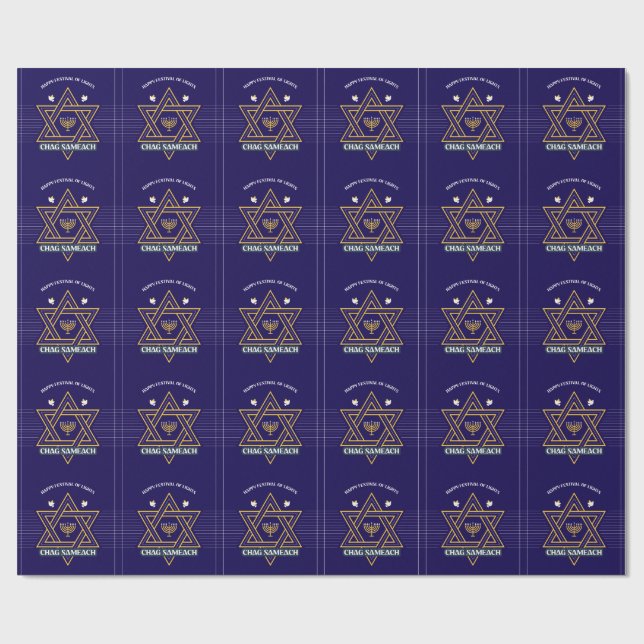 Elegantes Davidstern-Hanukkah-Geschenkpapier  Geschenkpapier (Flach)