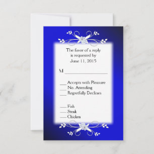 Elegantes Deep Blue und Black UAWG with Menu RSVP Karte
