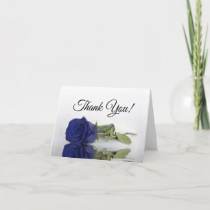 Elegantes Deep Navy Blue Rose Hochzeitssemble Foto Dankeskarte