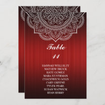 Elegantes Deep Red Paisley Wedding Seating Chart