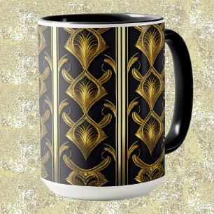 Elegantes Deko in Schwarz und Gold Tasse