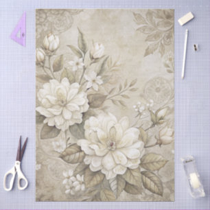 Elegantes Dekor mit weißer Blüte Seidenpapier