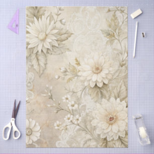 Elegantes Dekor mit weißer Blüte Seidenpapier