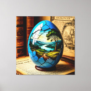 Elegantes dekoratives Ei mit landschaftlicher Szen Leinwanddruck