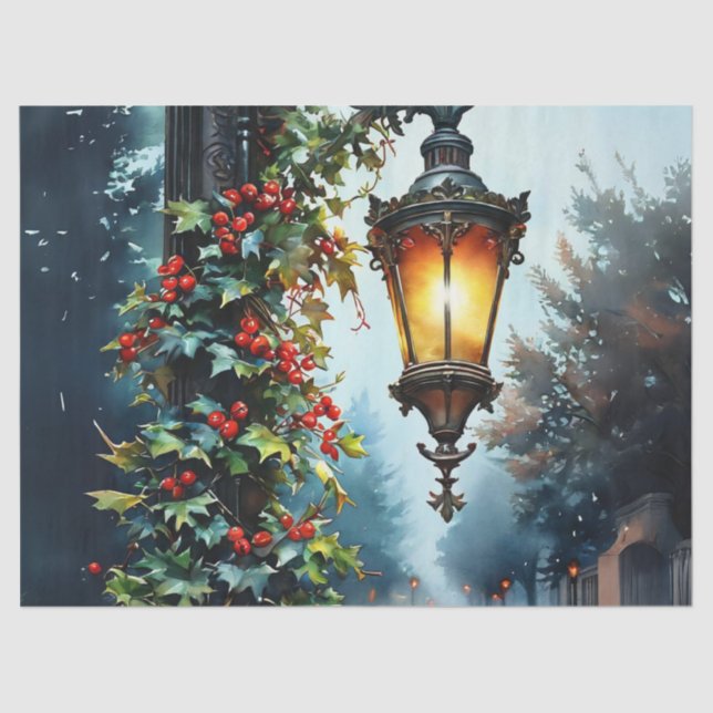 Elegantes Dekorieren des Weihnachtsstraßenlichts Seidenpapier (Vorderseite)