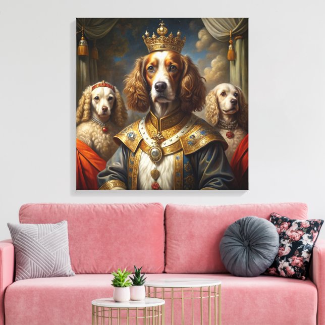 Elegantes DekorKönigliche Hunde mit Ölgemälde Leinwanddruck (Insitu (Wohnzimmer))