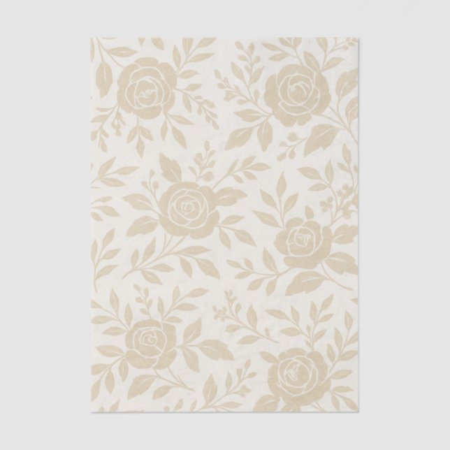 Elegantes Dekoupage Tissue Paper zur Beige-Rose Seidenpapier (Vorderseite)