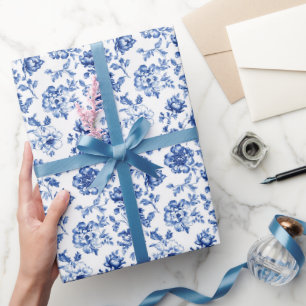 Elegantes Delft-Blumenmuster Geschenkpapier