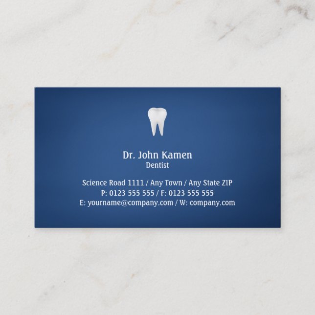 Elegantes Dental| Blau Visitenkarte (Vorderseite)