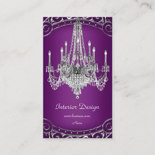 Elegantes Design aus Silver Plum Chandelier Visitenkarte (Vorderseite)