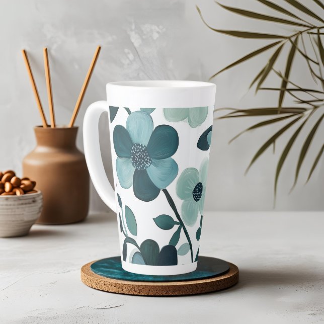Elegantes Design der Blue Aqua Floral Tasse (Von Creator hochgeladen)