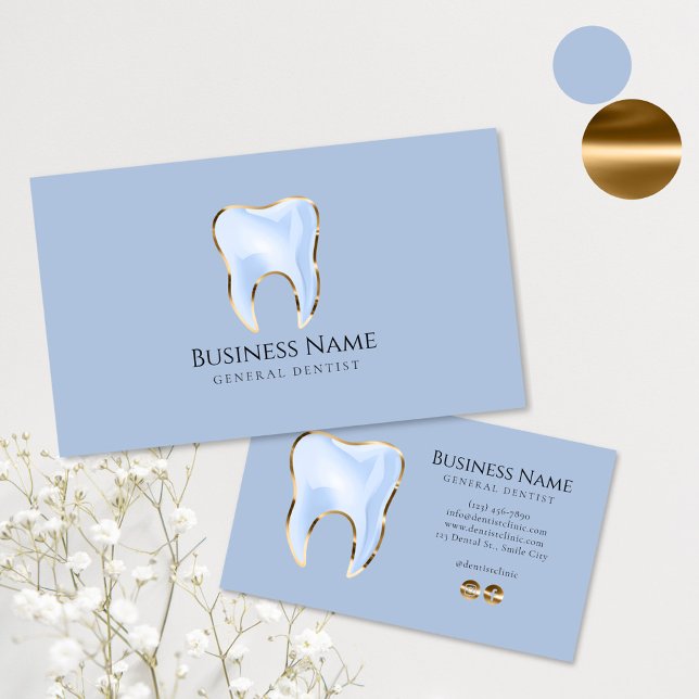 Elegantes Design der Blue Gold Dentist Business Ca Visitenkarte (Von Creator hochgeladen)