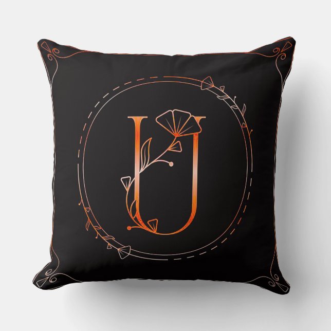 Elegantes Design der ersten U-Monogramm-Vorlage Kissen (Vorderseite)