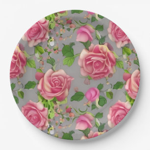 Elegantes Design der französischen Rose Garden Pappteller