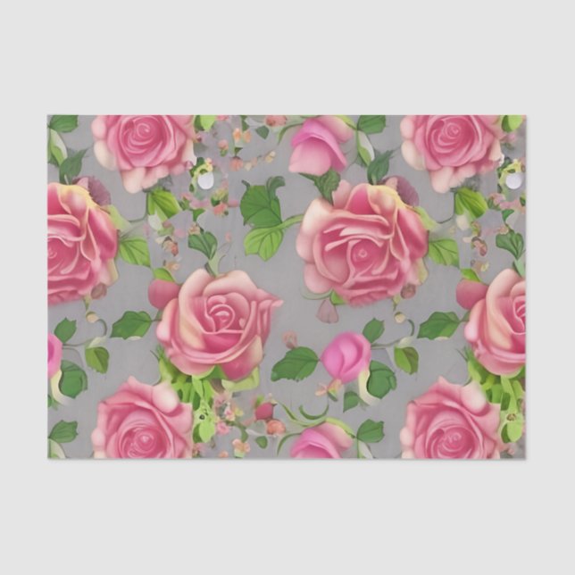 Elegantes Design der französischen Rose Garden Seidenpapier (Vorderseite)