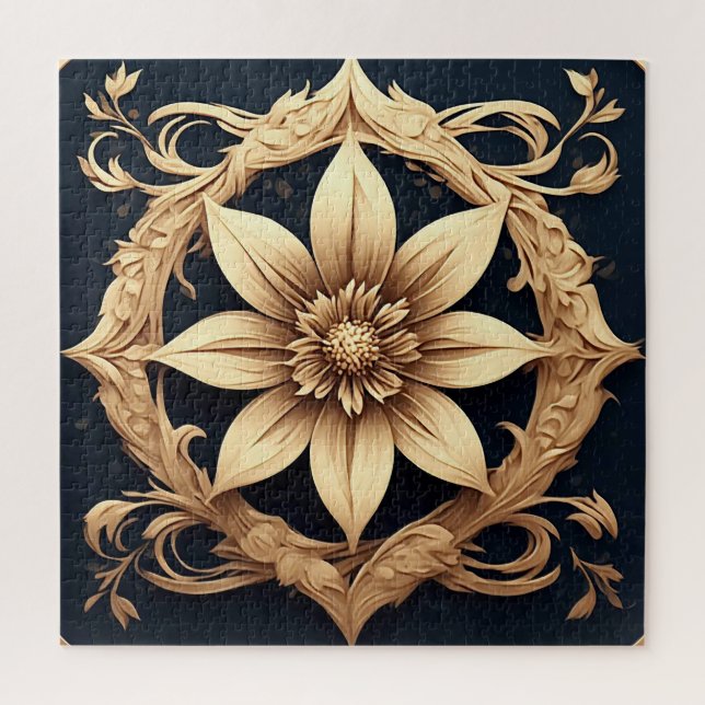 Elegantes Design der Golden Blume Puzzle (Vertikal)